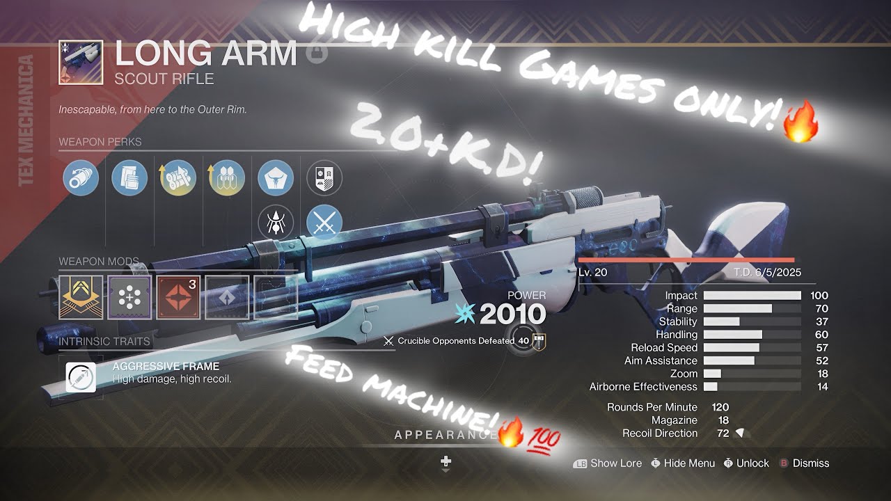 This HOLOFOIL Scout TEARS UP Lobbies!🔥-High Kill Long Arm Destiny 2 Gameplay