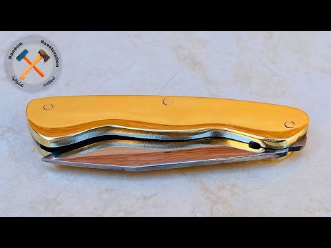 Unique foldable brass knife, عمل سكين جيب نحاسية يمكن طيها