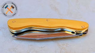 Unique foldable brass knife, عمل سكين جيب نحاسية يمكن طيها