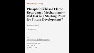 Phosphorus-based Flame Retardancy Mechanisms—Old Hat or a Starting Point for Future D... | RTCL.TV