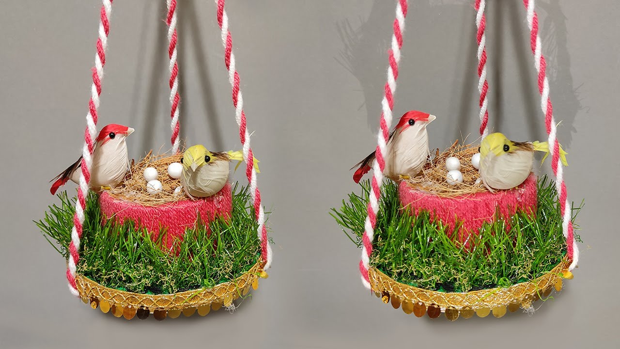 DIY Birds Nest With Cardboard Roll | Birds Wall Hanging | DIY Woolen Craft Ideas | Best Out Of Waste
