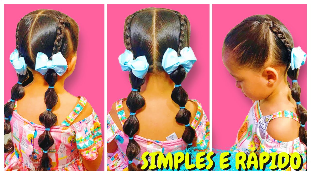 Penteado Infantil Fácil e Rápido com Amarradinhos para Escola