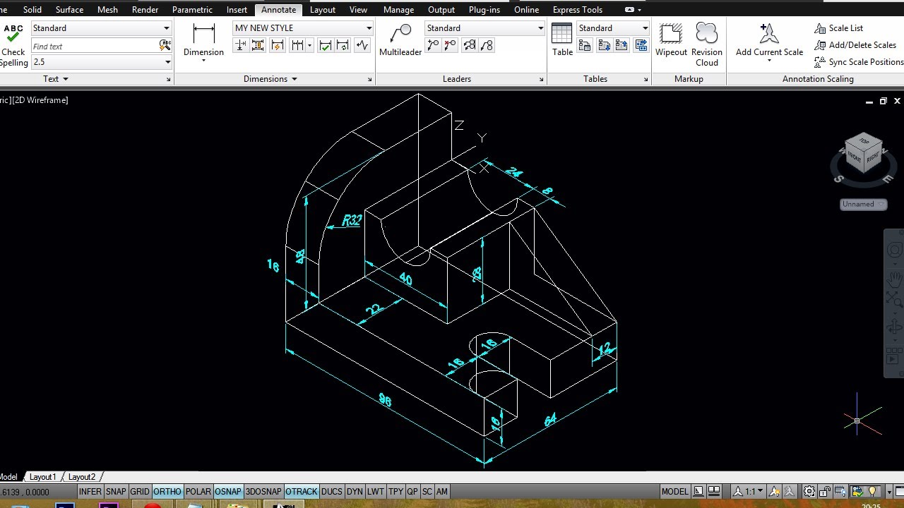 AUTOCAD MECHANICAL MODELING PART2 DIMENSIONING A 3D 