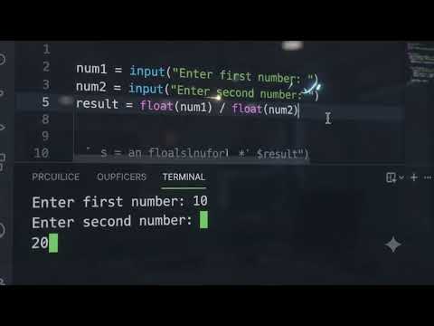 Division of  two numbers in python taken from user Day06  #subscribe #comment #like #viralvideo