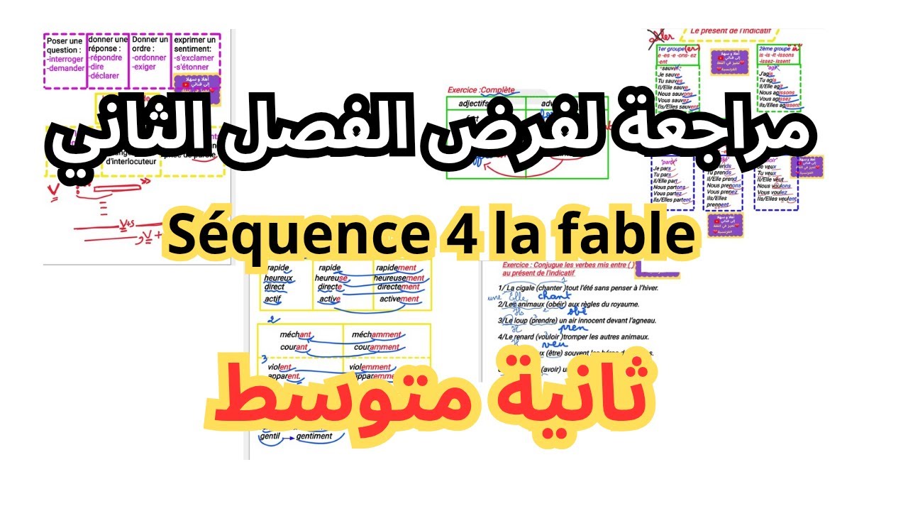 مراجعة الفرنسية متوسط ​​الفرض الثاني الفصل الثاني الوحدة الرابعة