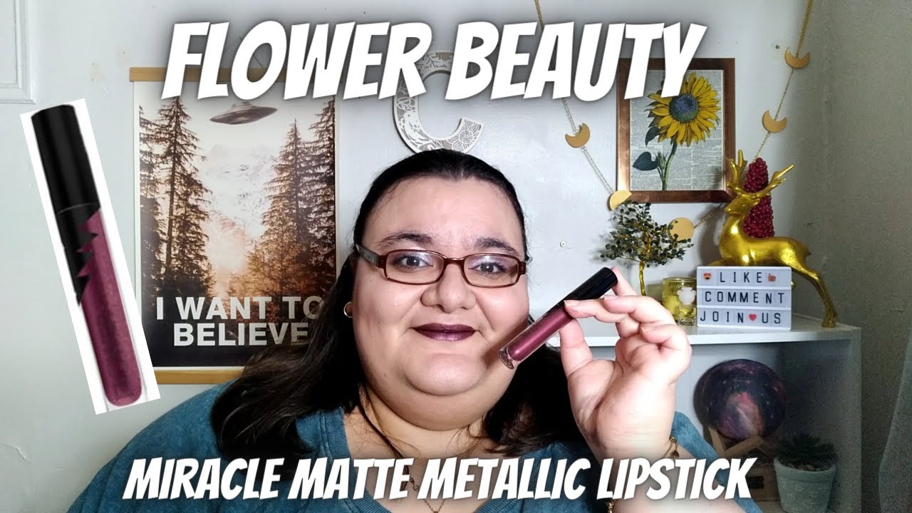 FLOWER Beauty Miracle Matte Metallic Lipstick Swatch & Review l #35 Vampy Violet l Dollar Tree