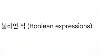 불리언 식 (Boolean expressions)