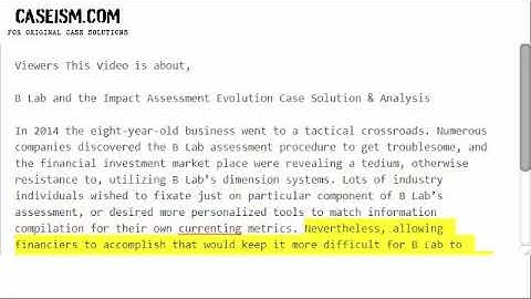 B Lab and the Impact Assessment Evolution Case Solution & Analysis- Caseism.com
