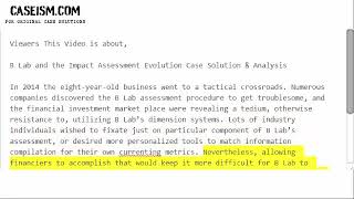 B Lab and the Impact Assessment Evolution Case Solution & Analysis- Caseism.com