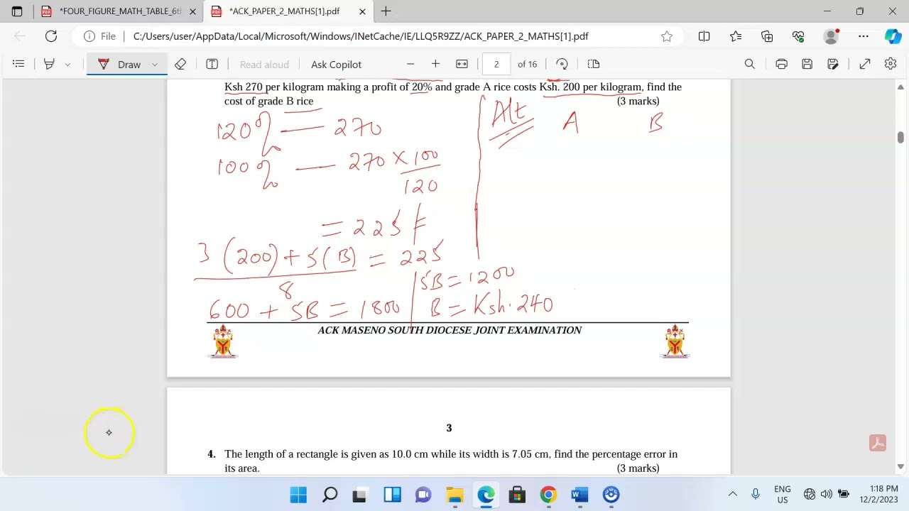 MIXTURES AND PROPORTIONS