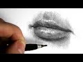 How to draw a mouth, shading and hatching - Narrated video, speeded up.