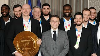 Handball : les champions d'Europe reçus à l'Élysée par Emmanuel Macron