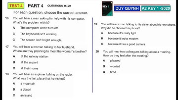 A2 KEY 1 TEST 4 PART 4    #Ket2020     #A2key1     #A2key1test4part4
