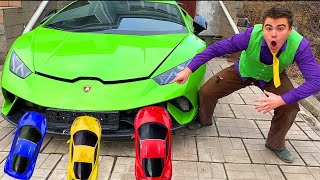 Yellow Man put A LOT OF Cars under Car VS Mr. Joe on Lamborghini Huracan VS Cars