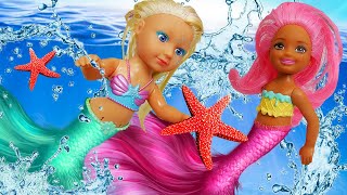 Como atrair a pequena sereia? História infantil para meninas com a boneca sereia