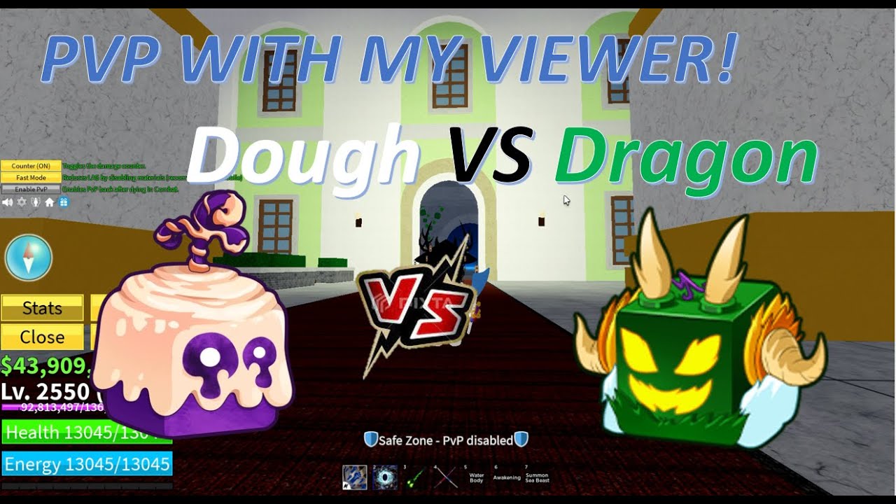 PVP With My Viewer! Dough VS Dragon Blox Fruits PVP YouTube
