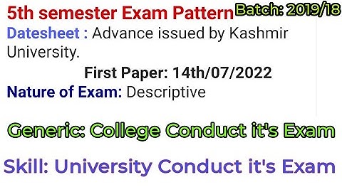 BG 5th semester exam pattern (Skill/Generic Subjects)Batch 2019/18 and other.