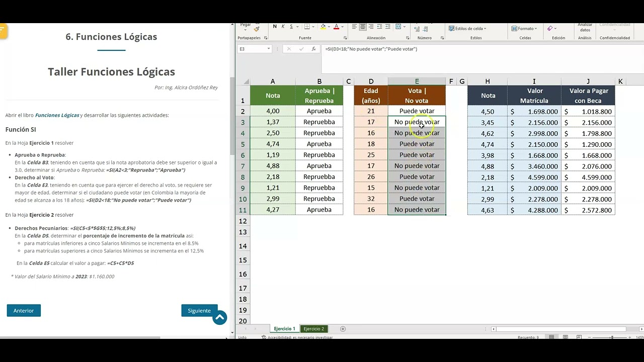 Excel Microsoft Informatica Taller 6 - Microsoft Excel - Curso Informática Básica 2023-1 - YouTube