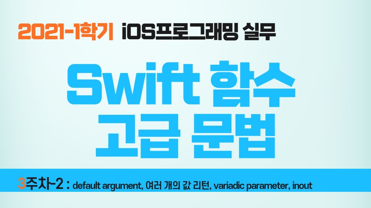 swift 문법 New Update Swift 강좌 3-2 : 함수 고급 문법
