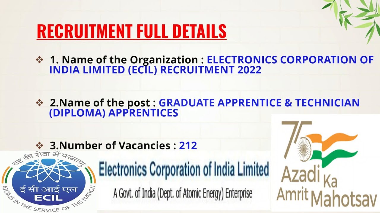 ECIL Recruitment 2022 | ECIL Apprentice 2022 | ECIL Apprentice Vacancy 2022 | ECIL Notification 2022