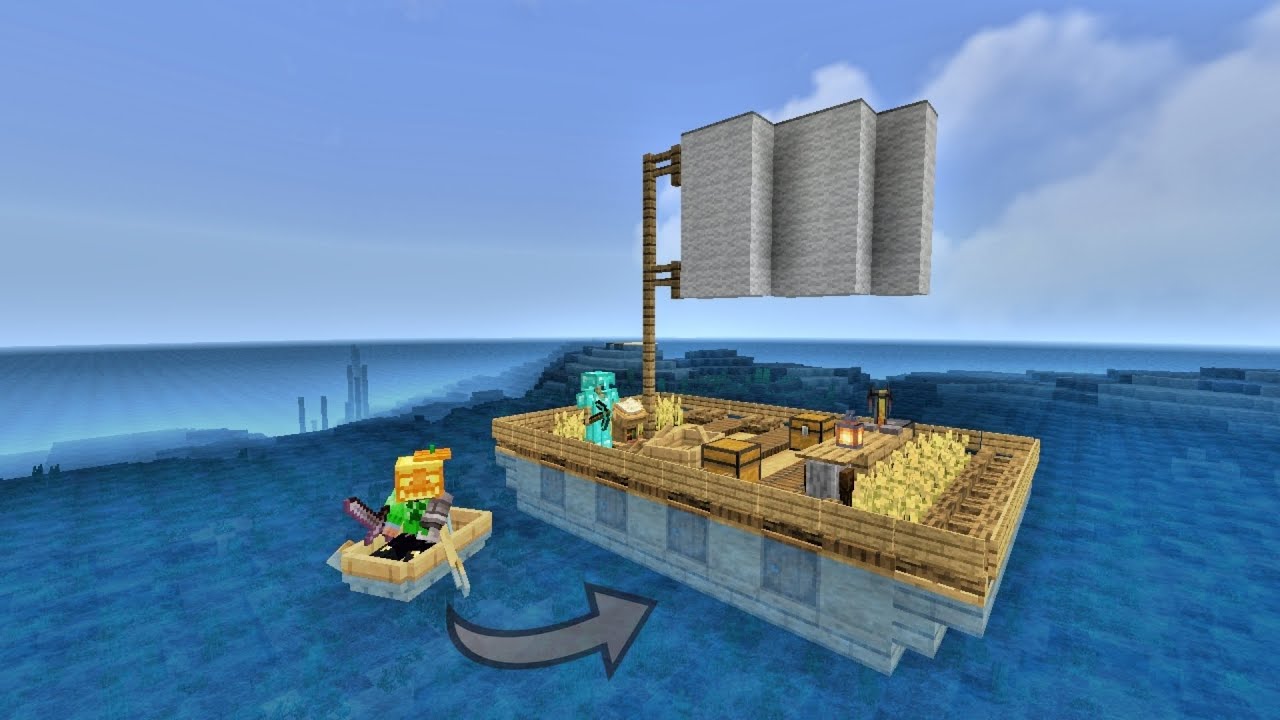 how to build a house on a raft on the sea in minecraft! 🚣 - YouTube