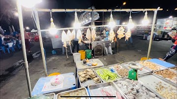 Chợ đêm Long Hải sát bãi Biển Dinh Cô // ăn khô cá Đuối chấm mắm Me