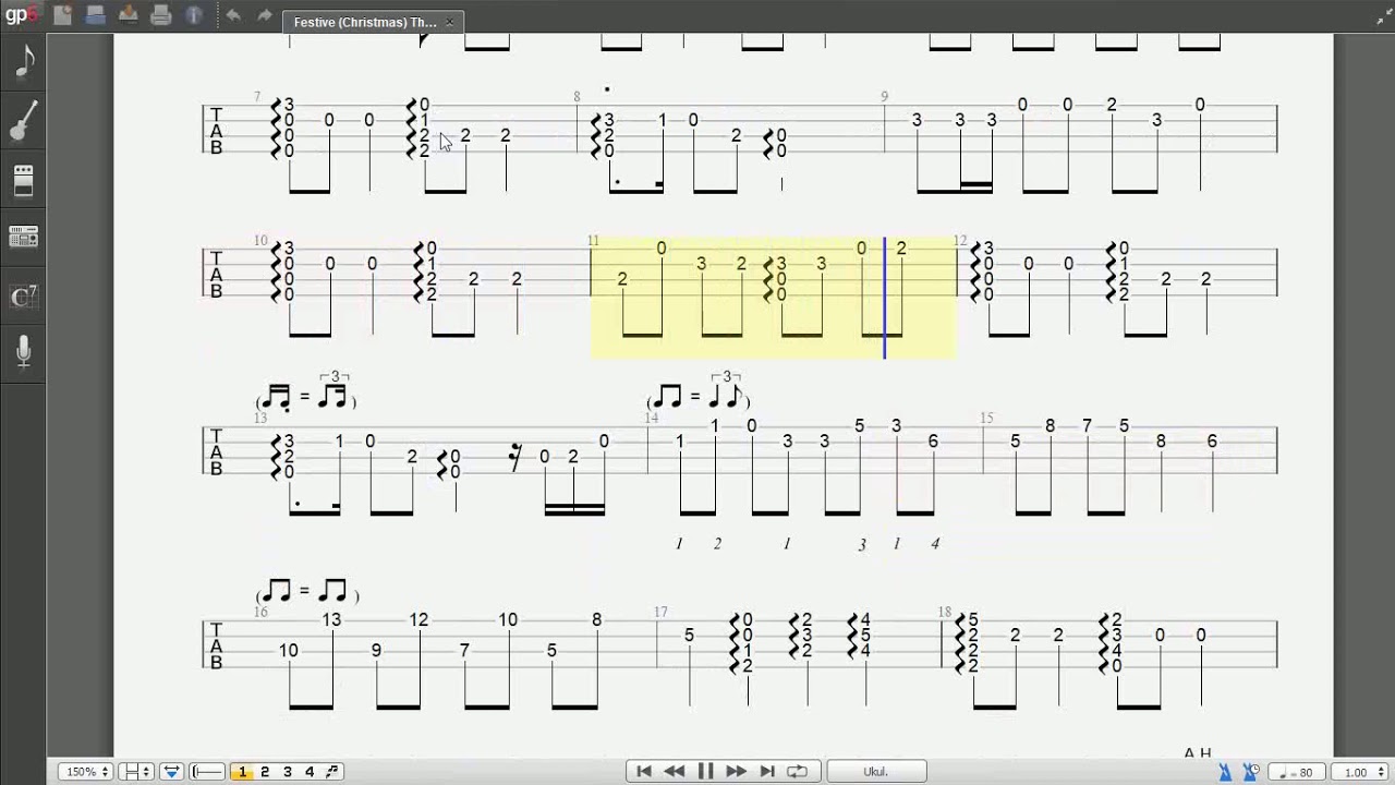 Festive (Christmas) Theme from season 7 (ukulele tab)+PDF