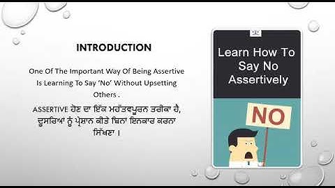 Employability Skills: Class 11th Unit: Communication Skills Session 6:Saying no-refusal skills