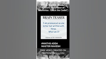 “Master Rakesh’s Minute Math Mystery: Can You Solve It?” #masterrakesh #mathsadda  #brainteasers