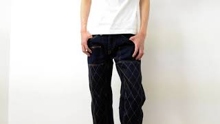 KOJIMA GENES 児島ジーンズ 13oz ケブラー ダブルニー デニム パンツ メンズ ５ポケット ジップフライ ジーンズ  バイカー ヘビー インディゴ 日本製 国産 岡山 RNB-1017