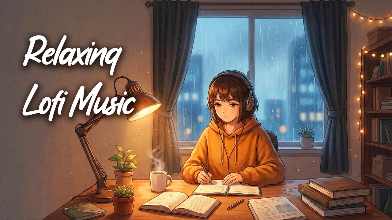 Cozy Rainy Room 🌙🌧️ Relaxing Lofi Music for Study & Sleep | Calm Night Ambience | Soft Focus Beats