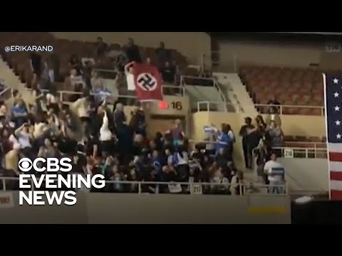 Protester Interrupts Sanders Rally With Nazi Flag