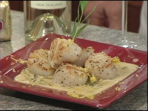 Seared Scallops and Asparagus with Creamy Herbed Butter Sauce