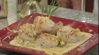 Seared Scallops and Asparagus with Creamy Herbed Butter Sauce