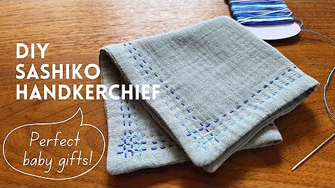 Handmade Sashiko hankerchief/wash cloth making with soft double gauze fabric - perfect baby gifts! - DayDayNews