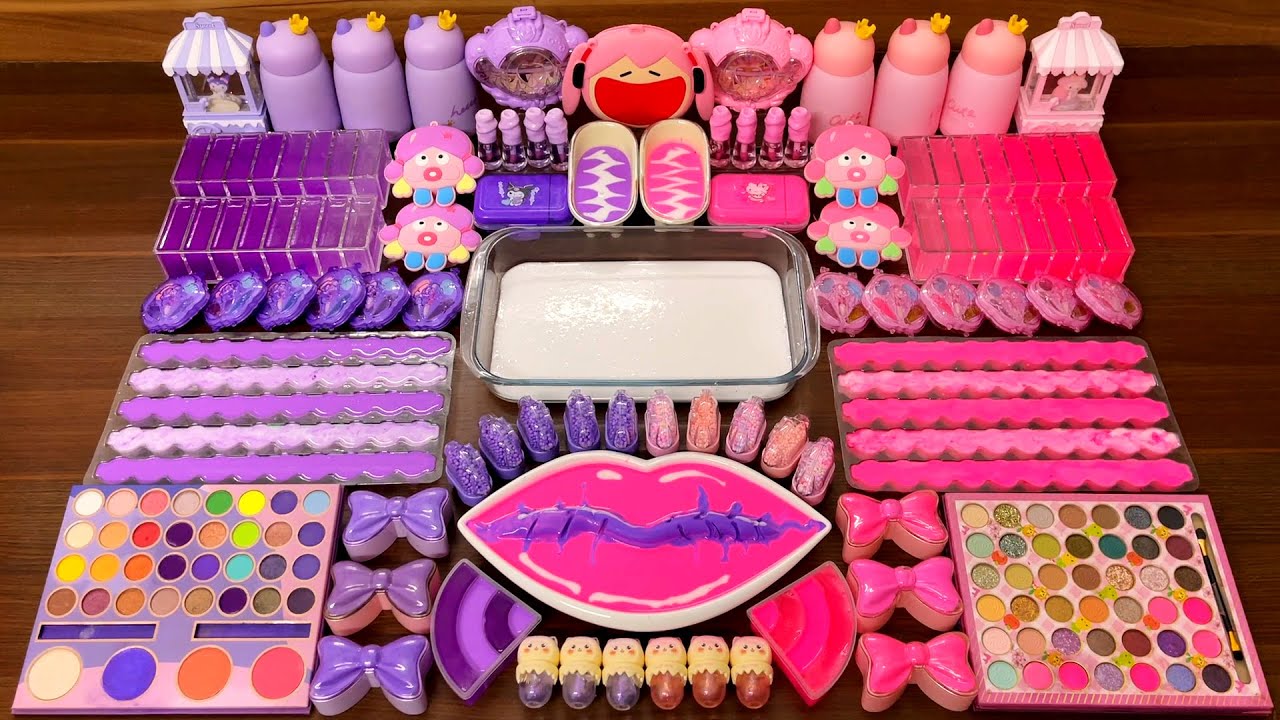 Satisfying Slime Mixing: Glossy Purple vs Pink & ASMR Sounds