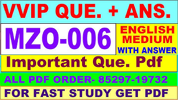 MZO 006 important questions with answer in English | mzo 006 Previous Year Question Paper