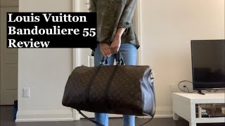 Louis Vuitton Keepall Bandouliere 55 review and try on