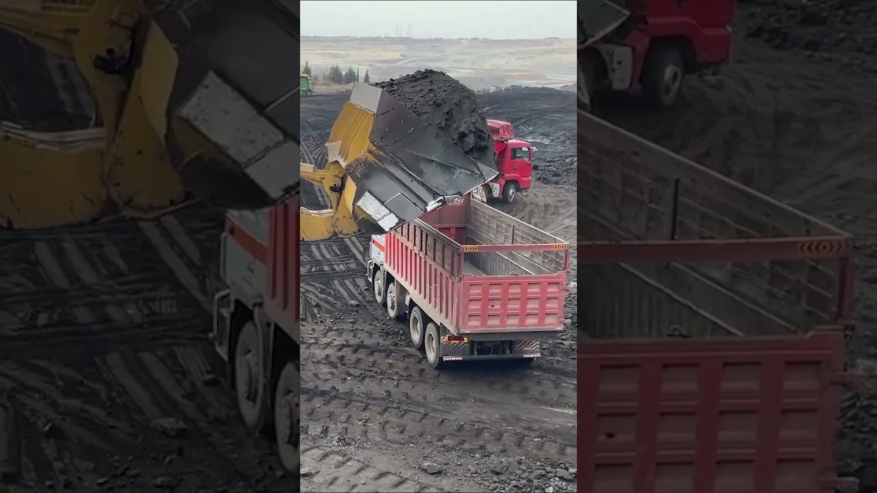 Huge Caterpillar Wheel Loader Loading Trucks With One Pass !!!