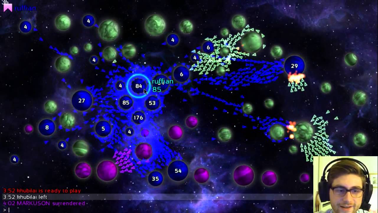 Galcon Fusion - noob beats two admirals [RTS] - YouTube