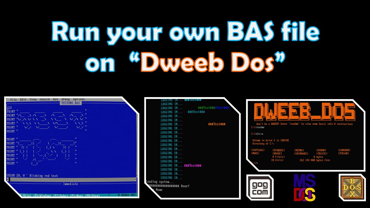 Run your own BAS file on DWEEB DOS - YouTube