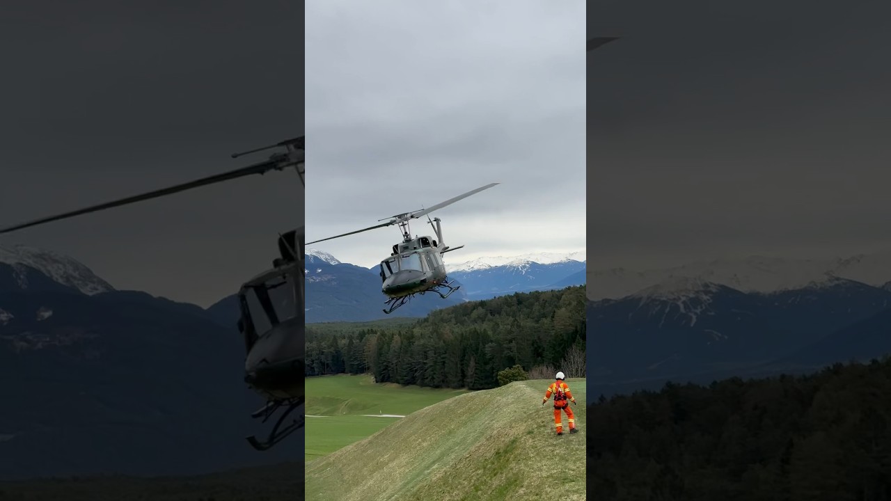 Leaving the slope - Bundesheer Austrian Air Force Agusta Bell 212 helicopter…
