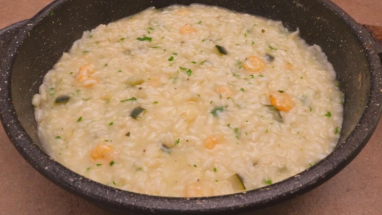 Easy Shrimp & Zucchini Risotto with Frozen Veggie Mix