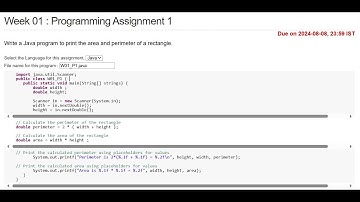 NPTEL Programming In Java Programming Assignment July 2024 Swayam Week 01  Programming Assignment 1