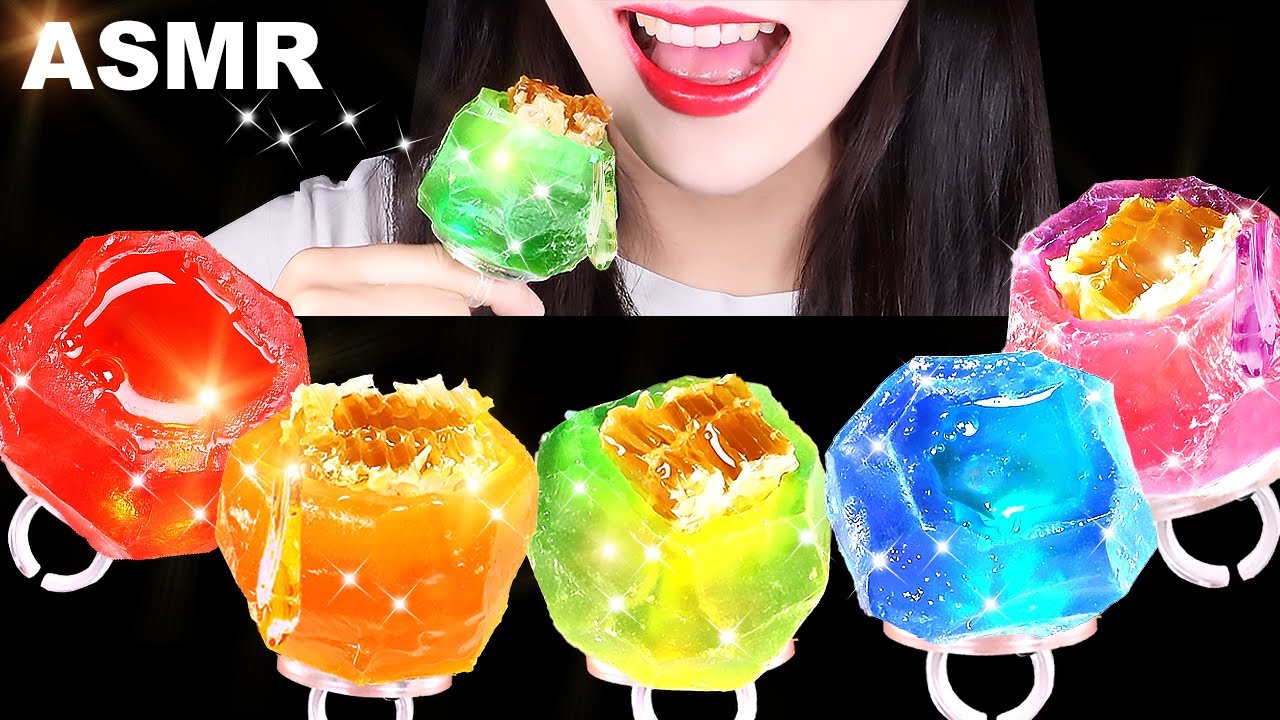 ASMR 💍 KOHAKUTO HONEY JELLY RING, TWINKLING HONEYCOMB 불빛이 나오는 코하쿠토 꿀젤리 반지, 코하쿠토 벌집꿀 먹방 MUKBANG