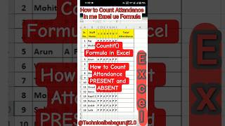 How to count present absent & attendance in Excel | COUNTIF () Formula | #exceltricks #excelformula