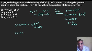 A projectile is given an initial velocity of i^+2 j^​ ms, where i^ is along the ground and j^​ is al