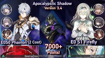 NEW Apocalyptic Shadow! E0S0 Phainon & E0S1 Firefly | AS 3.4 Floor 12 3 Stars | Honkai Star Rail 3.4