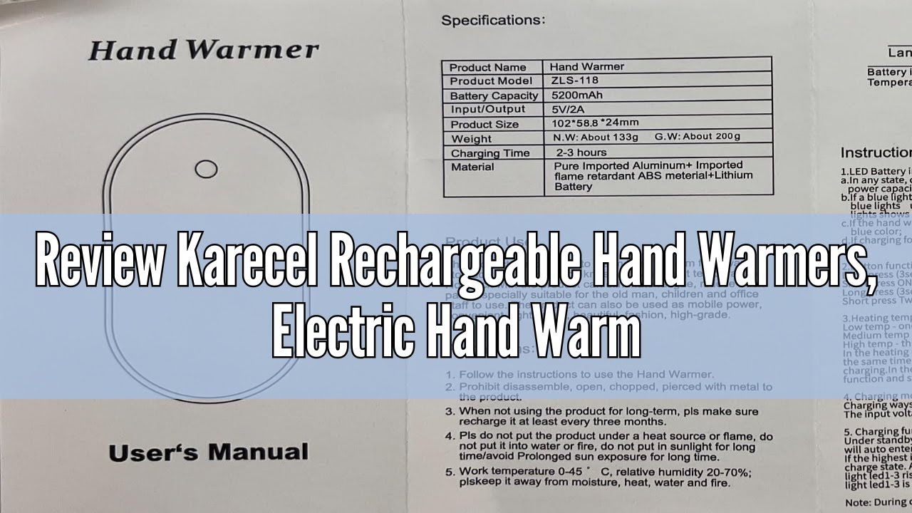 Review Karecel Rechargeable Hand Warmers, Electric Hand Warmer 5200mAh Powerbank Reusable ...