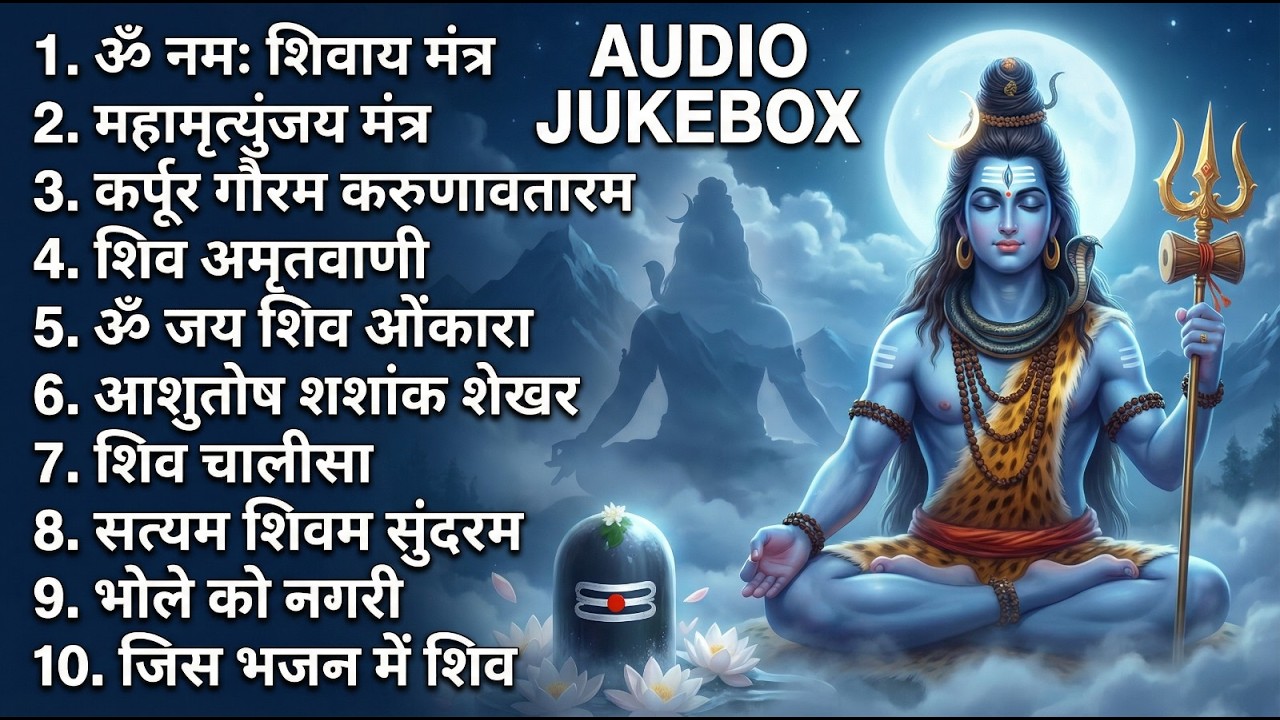 सोमवार भक्ति भजन - आशुतोष शशाँक शेखर, कर्पूर गौरम करुणावतारं, ॐ नमः शिवाय,  शिव अमृतवाणी व शिव आरती